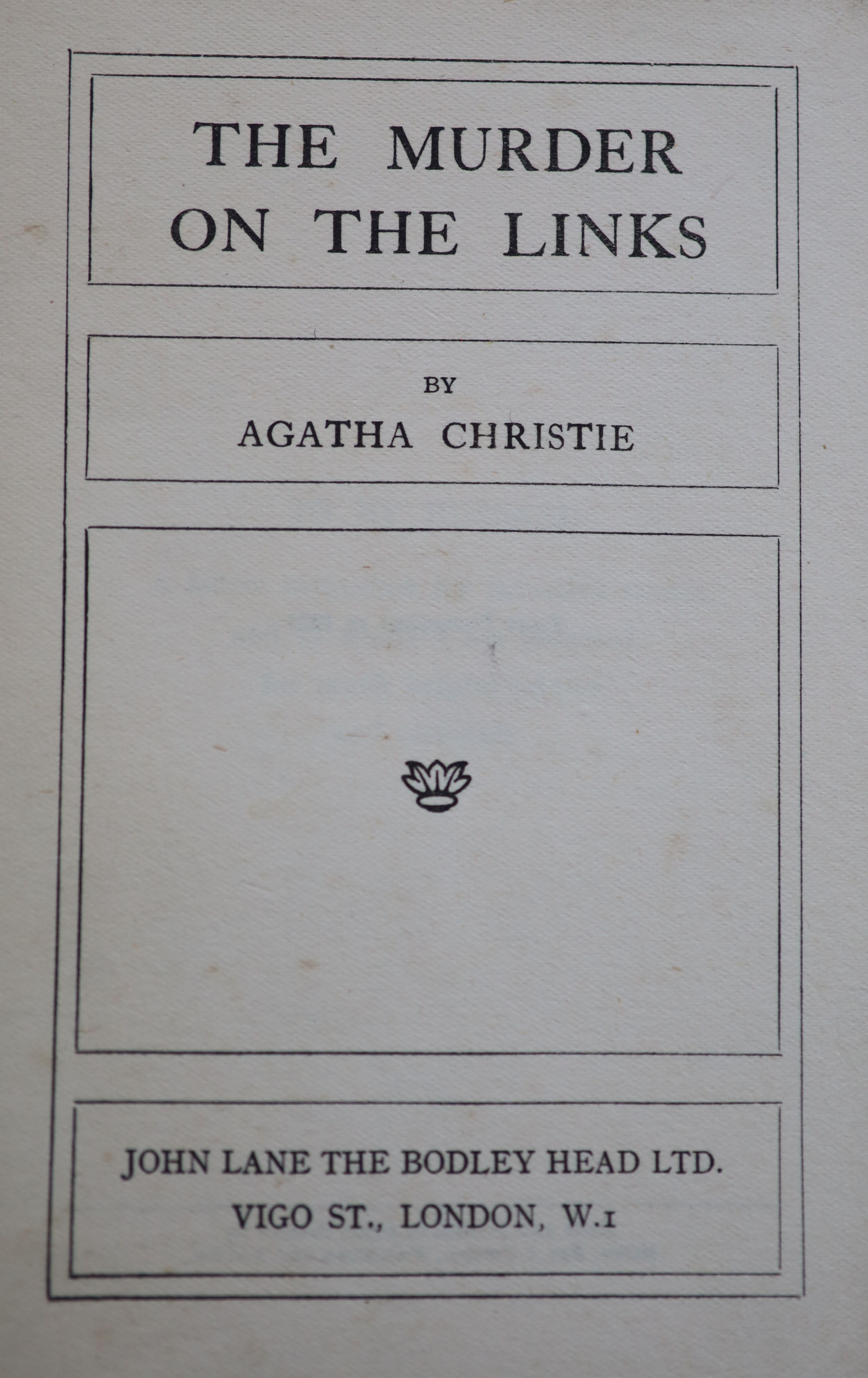 Agatha Christie - Murder on the Links, rare first edition, first impression, 1923, poor condition.